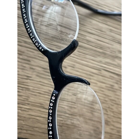 Vintage France Cat Eye Eyeglasses Frames ONLY Rhinestone Black half rim - Picture 11 of 13